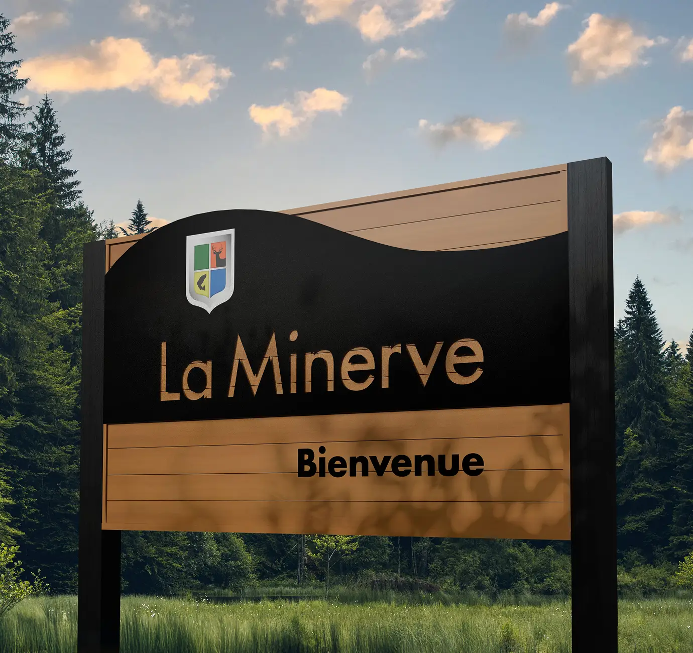 Modernisation enseigne de bienvenue la minerve