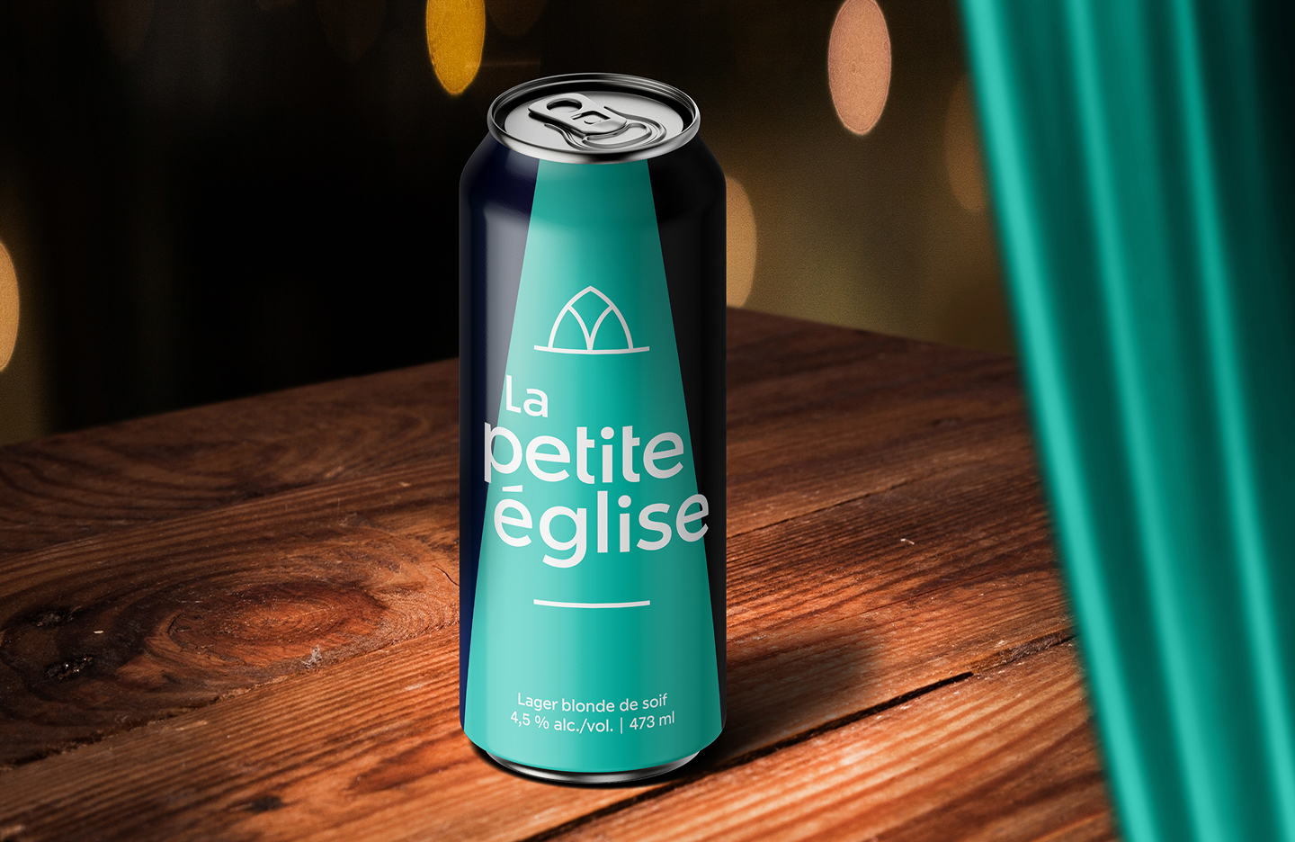 Étiquette de bière réalisée pour La Petite Église, Cabaret-Spectacle, à St-Eustache.